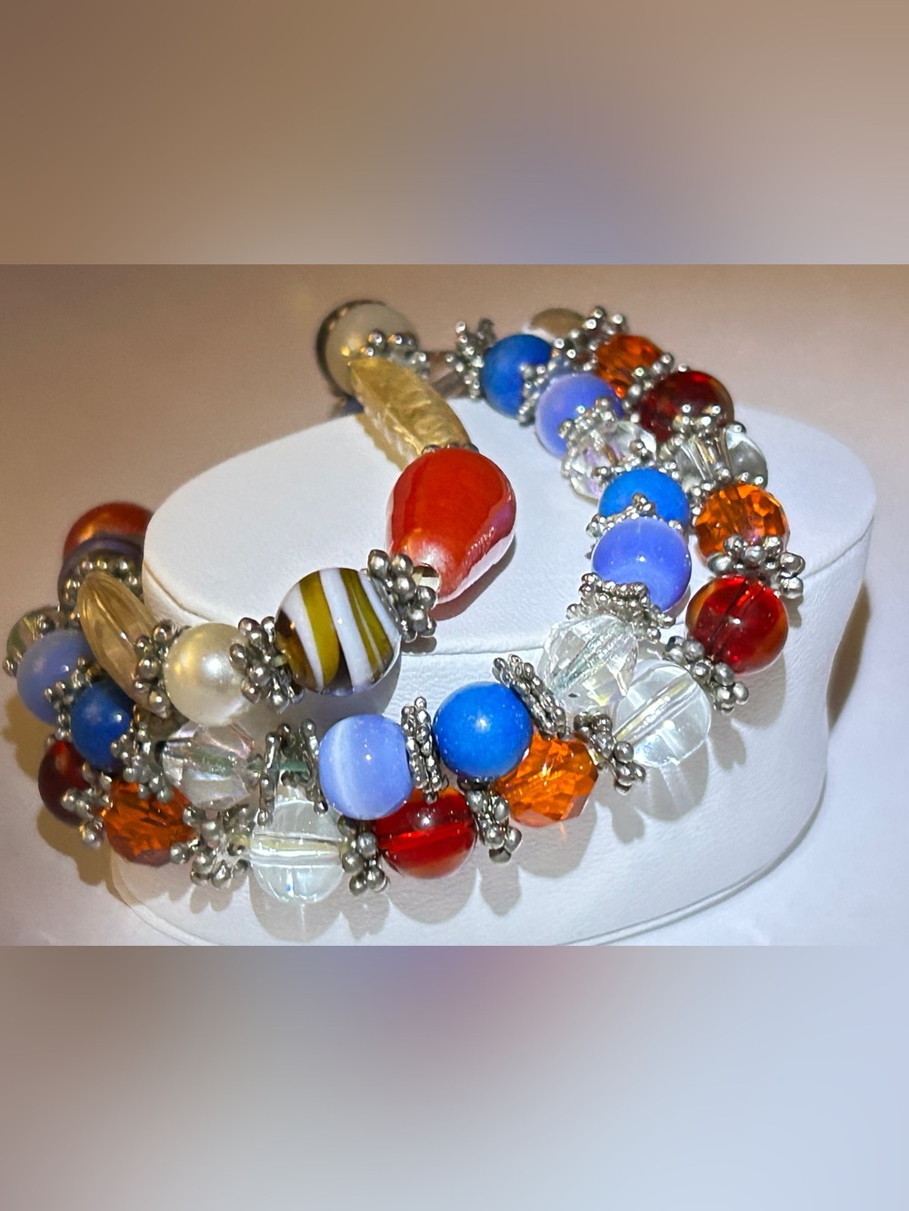 GORGEOUS Glass Bead Bracelets Organic Whimsical Ornate Artisan Talisman Lot of 3